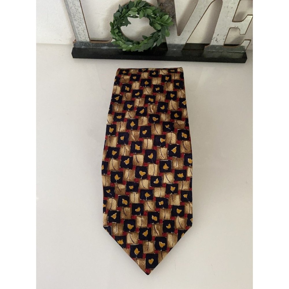 Ermenegildo Zegna Vintage Abstract Floral Tulip Silk Neck Tie Made in Italy EUC‎